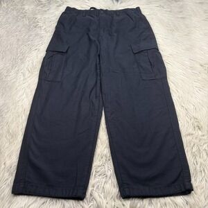 Muji Men's XL Black Twill Easy Cargo Pants Drawstring Street Japan Urban Skate